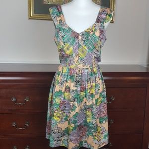 Bar III Pixelated Floral Tie Back Sundress XL